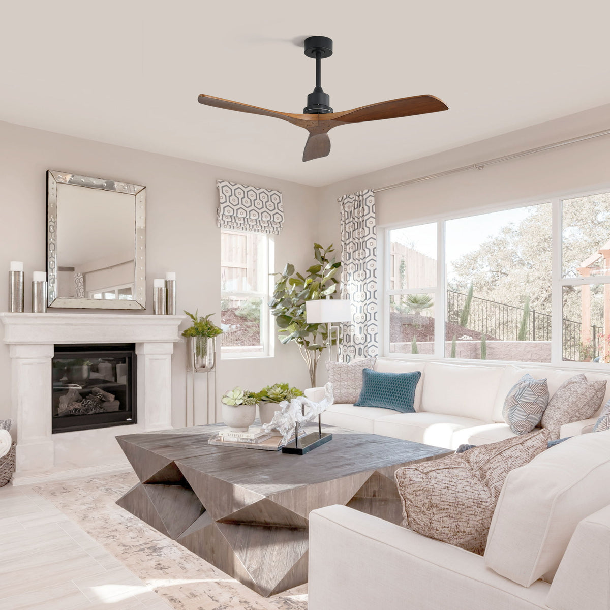 52" Smart DC Ceiling Fan With 3 Blades Reversible Silent Motor