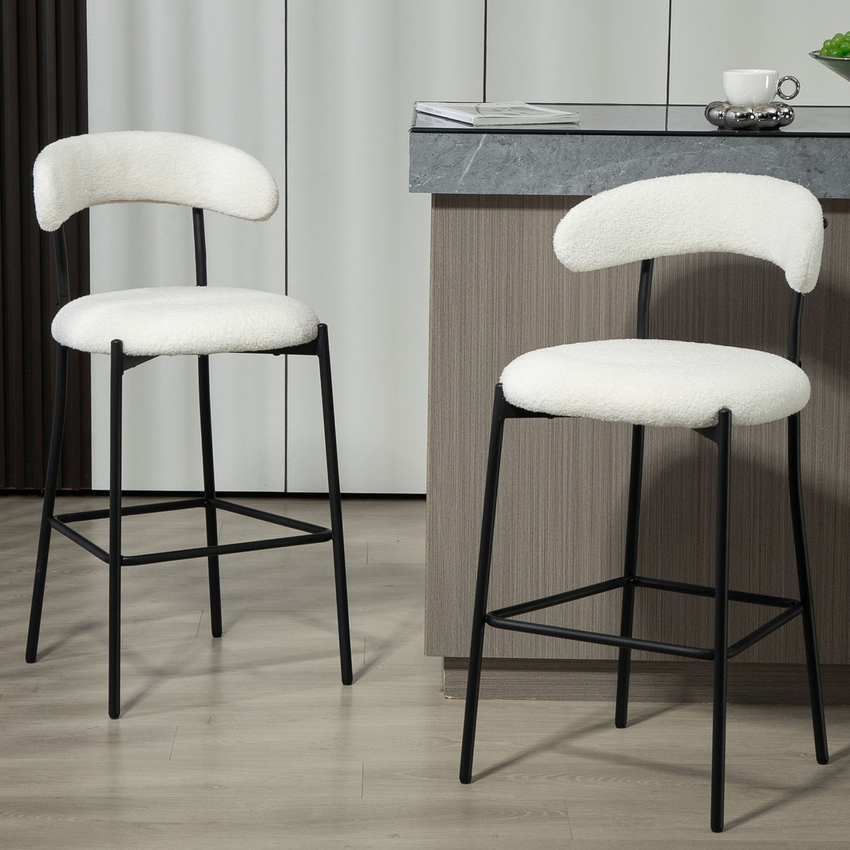 Counter Height Bar Stools With Powder Coating Base And Footrest