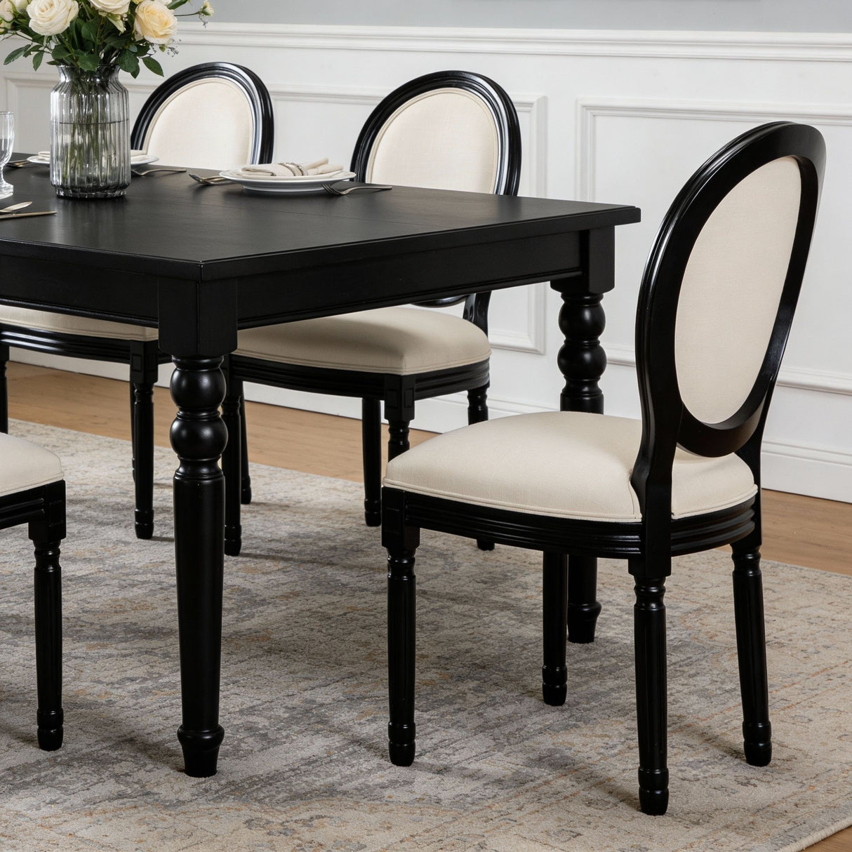 Upholstered & Round Back Dining Chairs (Set of 2)