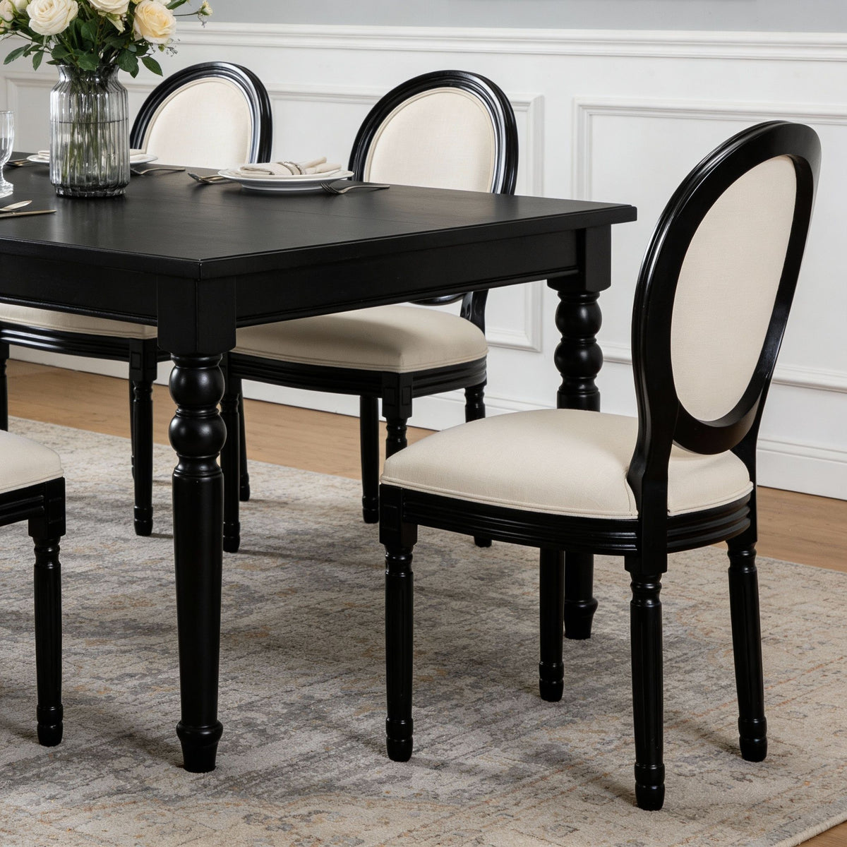 Dining Chairs Upholstered With Sponge Round Back (Set of 2) - Black