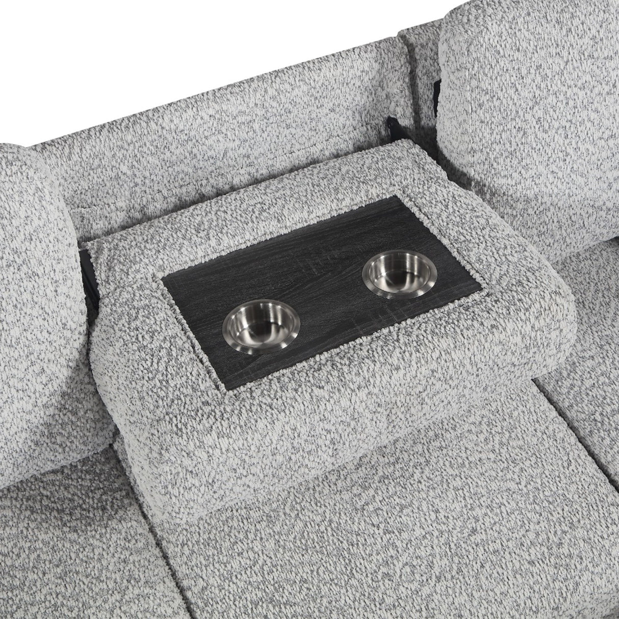 Buzz - Reversible Sleeper Sectional Sofa With Storage Chaise, Console Arm, USB Charging & Cup Holders - Gray