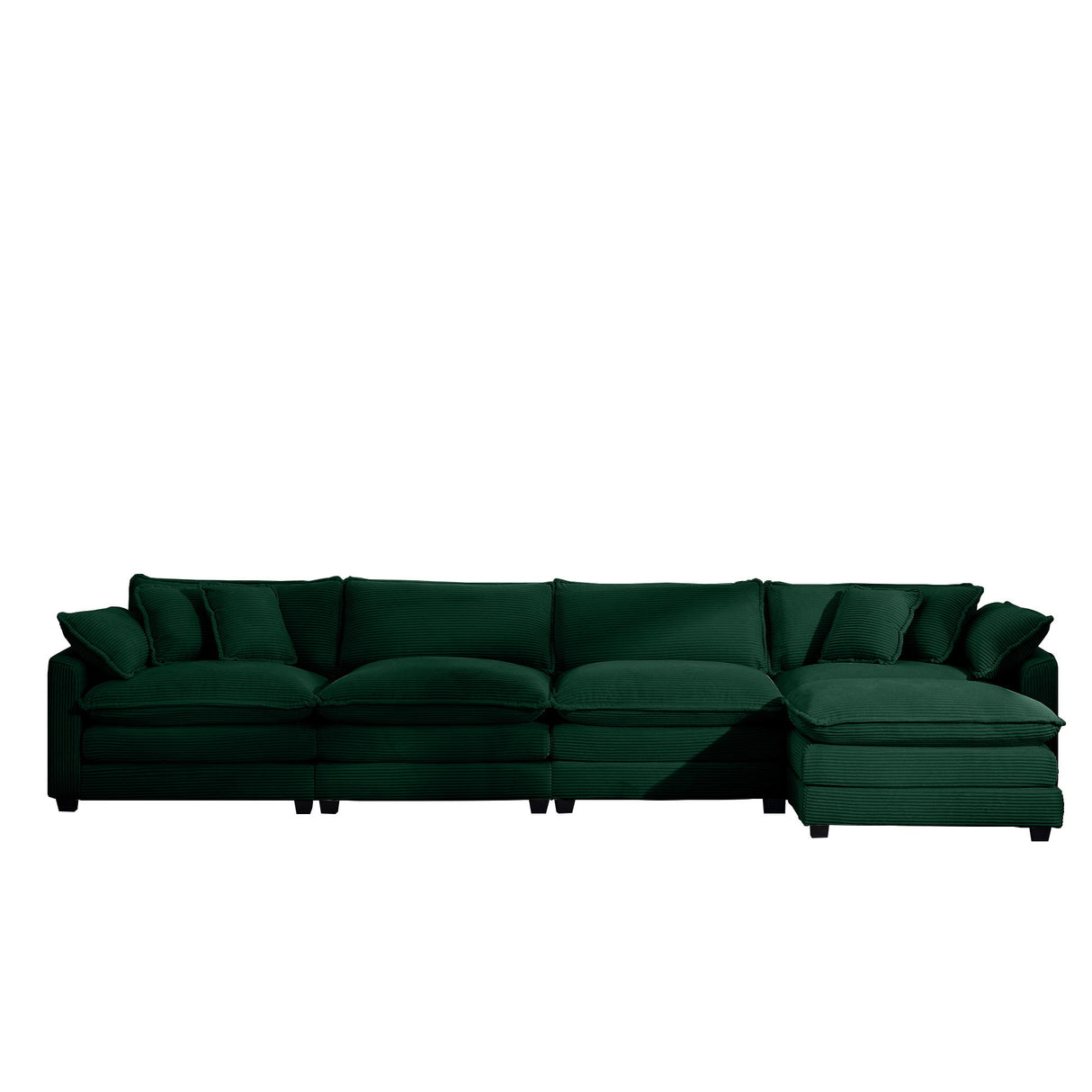 Modern Modular Cushion Sofa With Ottoman, Low Back, Deep Seating Sofa Set