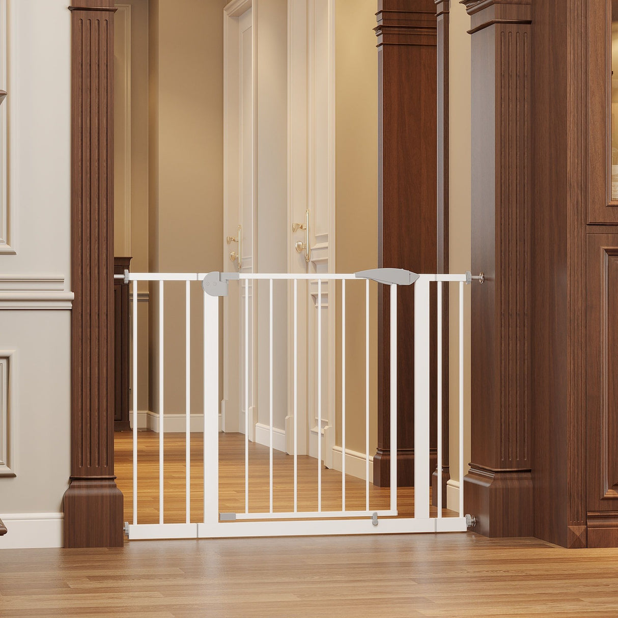 Pressure Mounted Baby Gate For Stairs - White