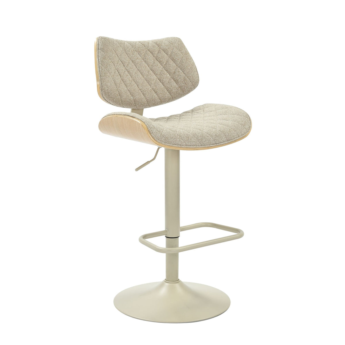 Leland - Adjustable Swivel Curved Back Wood Bar Stool With Faux Leather Seat