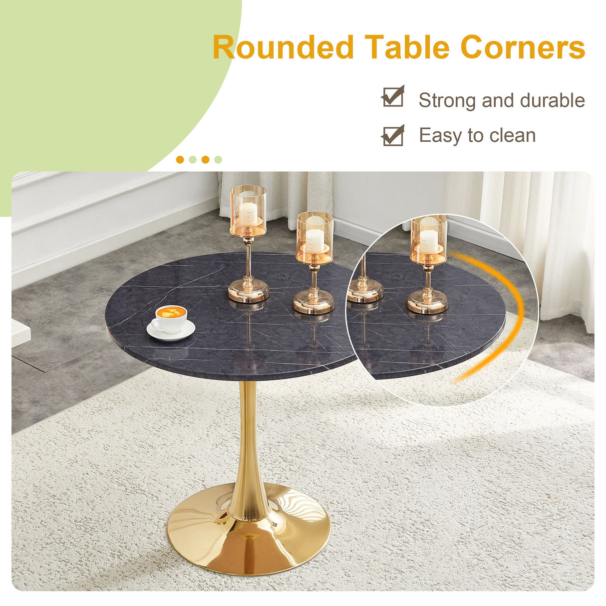 Round Dining Table & Thickened Top For Kitchen
