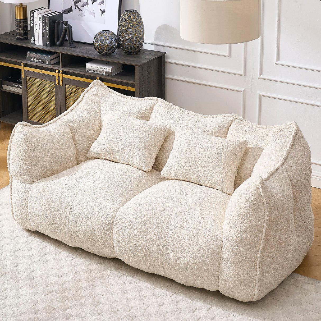 Comfortable Dual Beanbag Chair With High Resilience Foam Core For 2 People