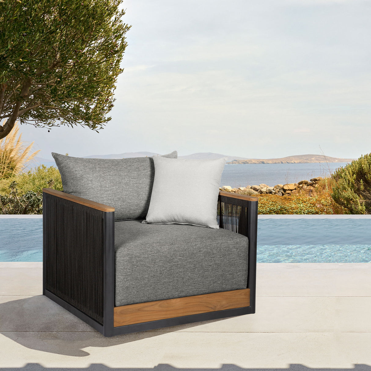 Artesia - Outdoor Patio Chair - Black / Dark Gray