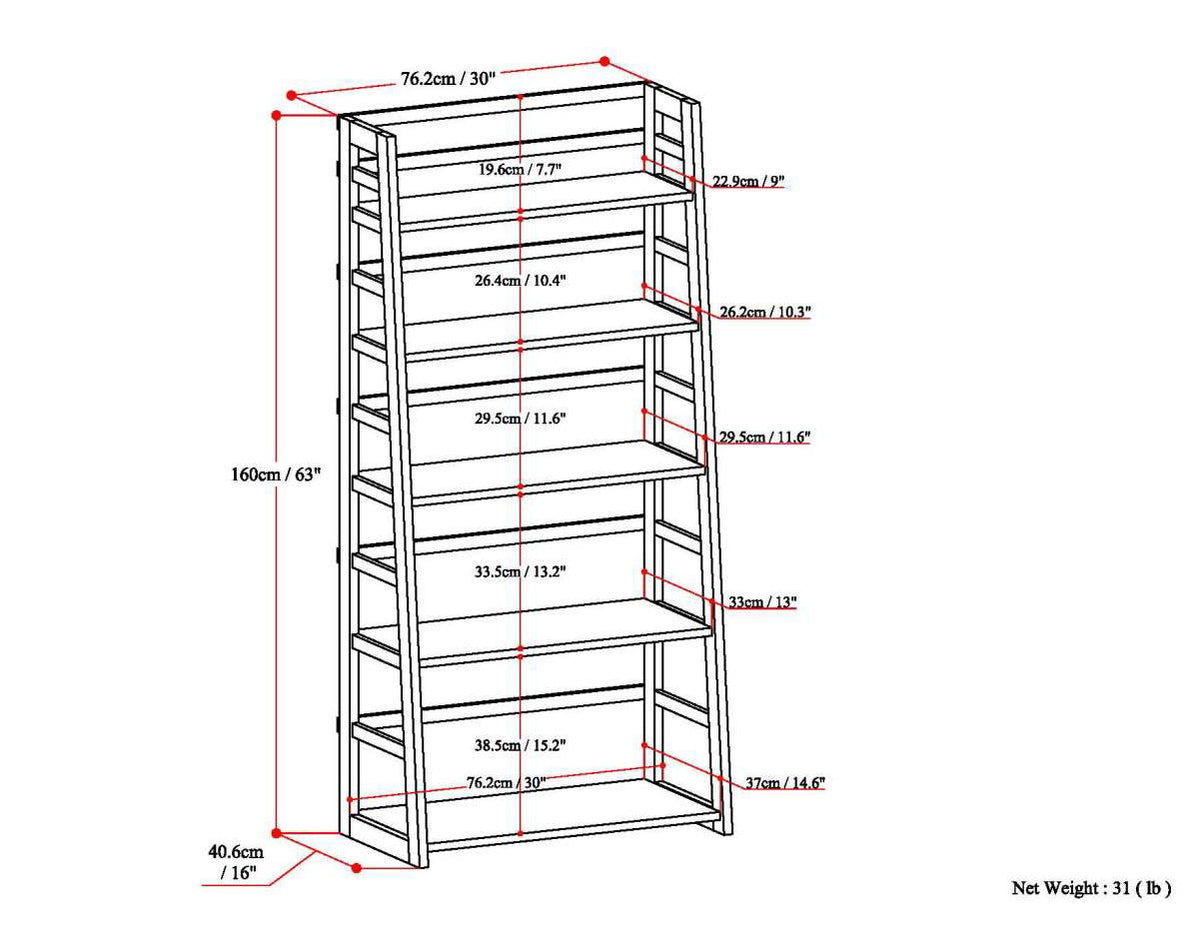 Acadian - Ladder Shelf Bookcase - Light Golden Brown