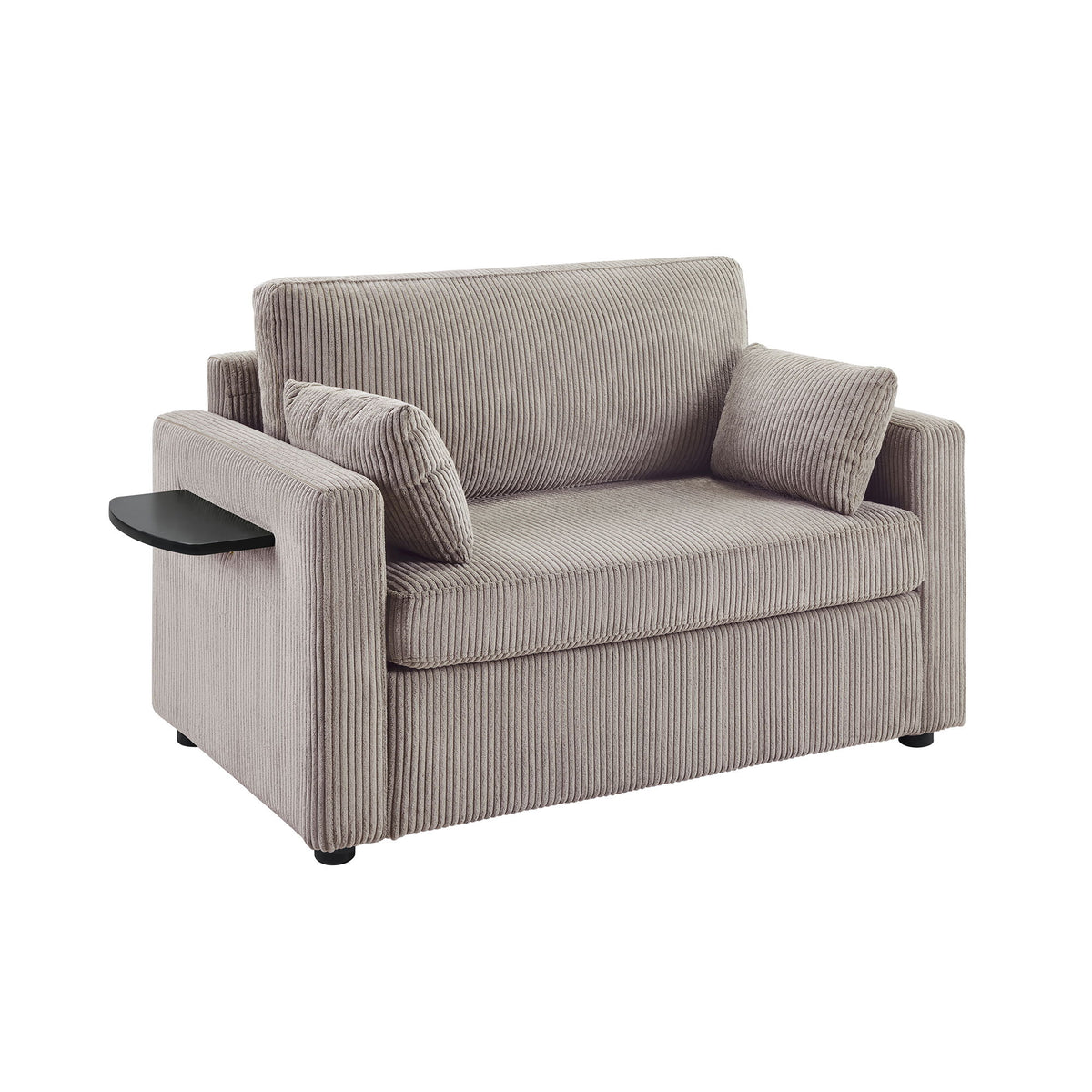 Sleeper Sofa With Foldable Mattress, USB Ports, Side Table & Storage Pocket