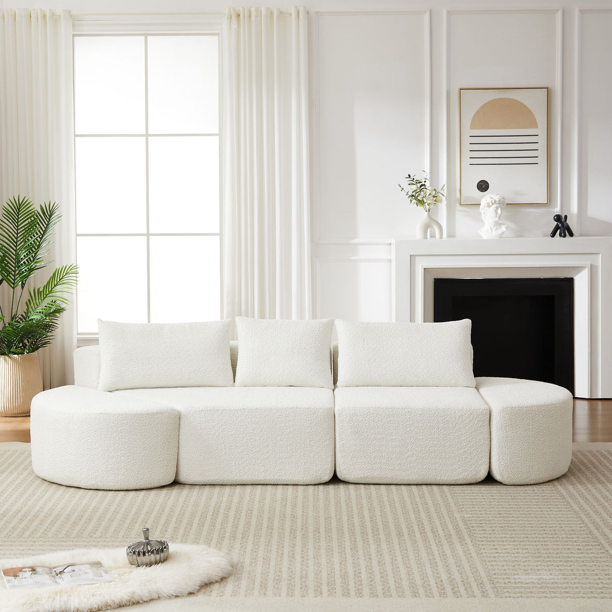 V - Shaped Modular Sofa Set With 3 Pillow