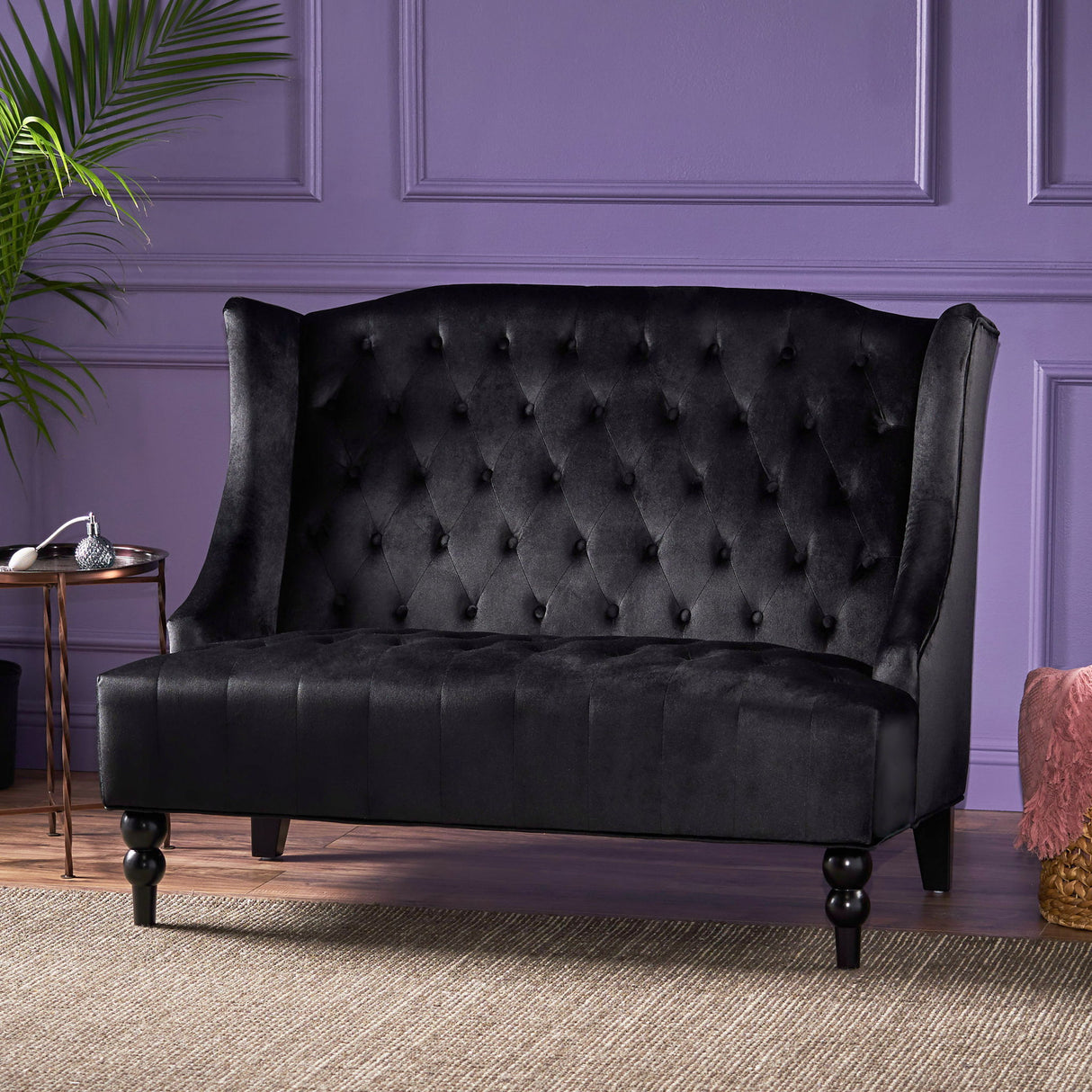 Nurturing - Upholstered Loveseat With Wing Back And Diamond Tufting