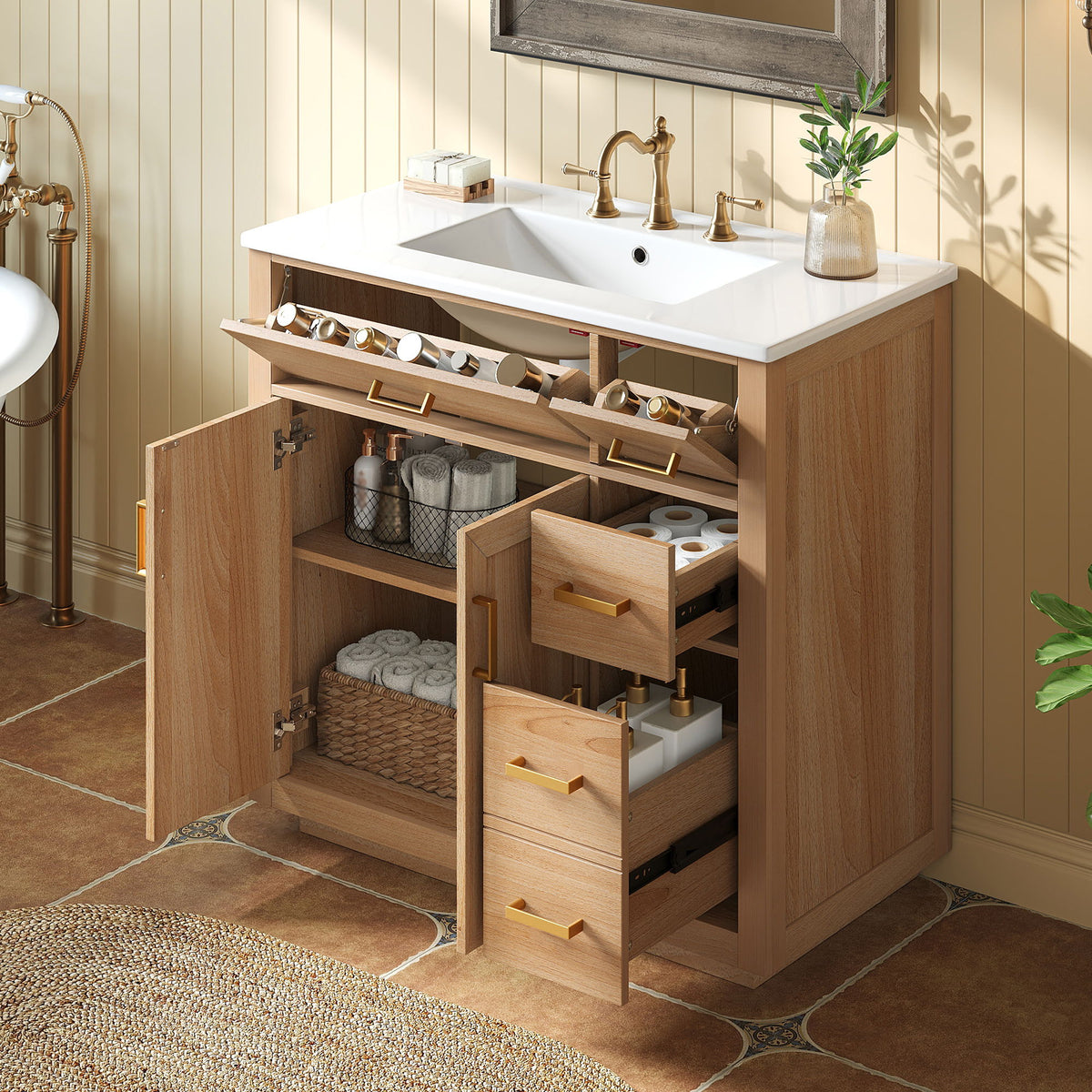 Bathroom Vanity & Sink, Soft Close Doors & Drawers - Wood