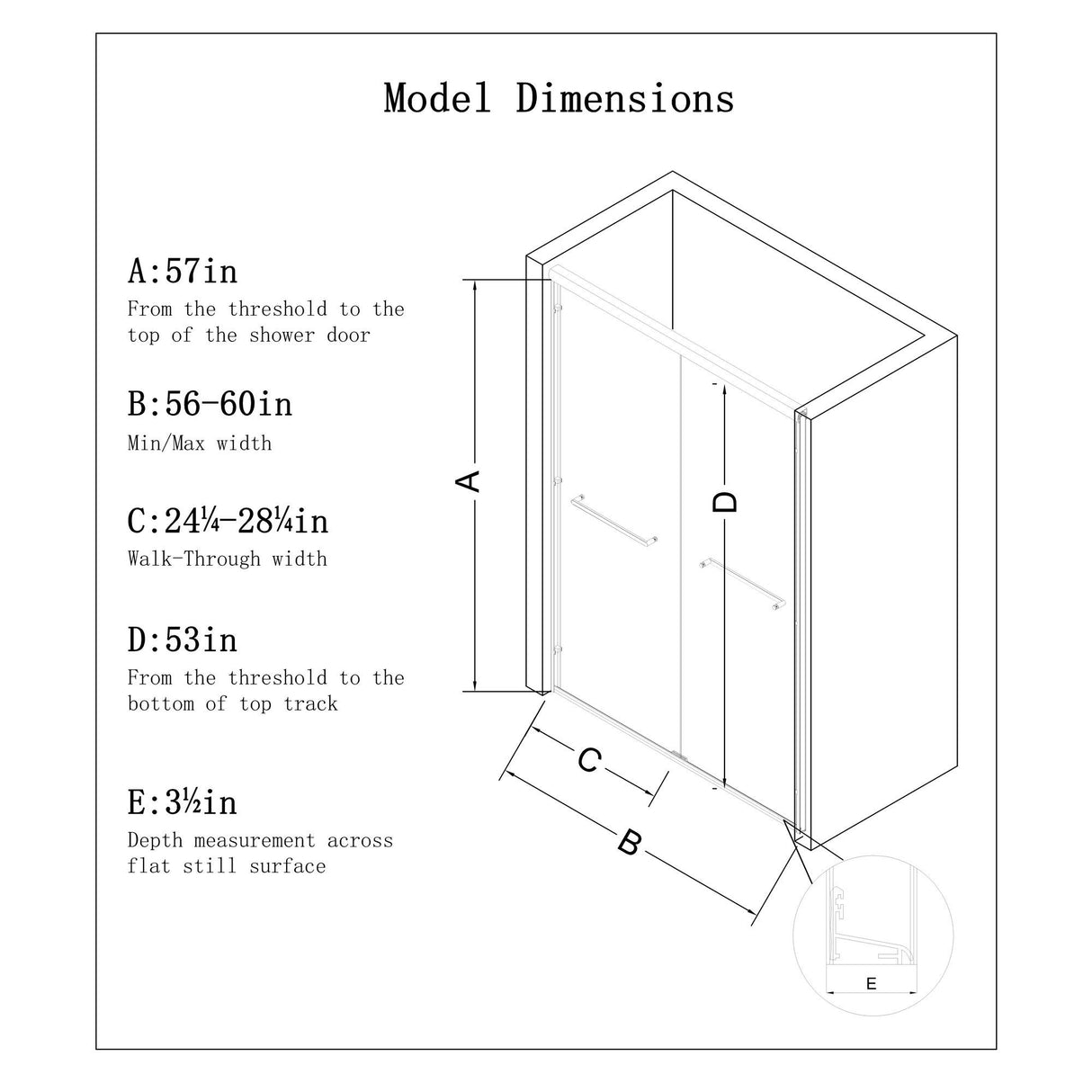 Aluminum Frame Double Double Soft Close Shower Door, Tempered Glass And Dual Stainless Steel Handles