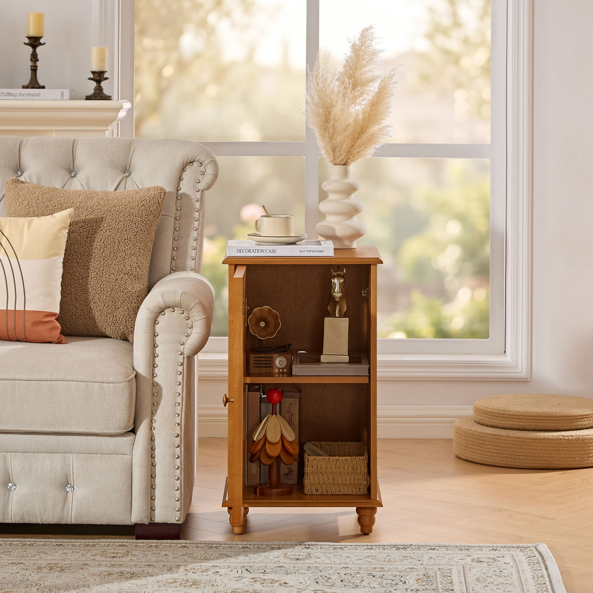 Floor Cabinet With Adjustable Shelf, Storage For Entryway