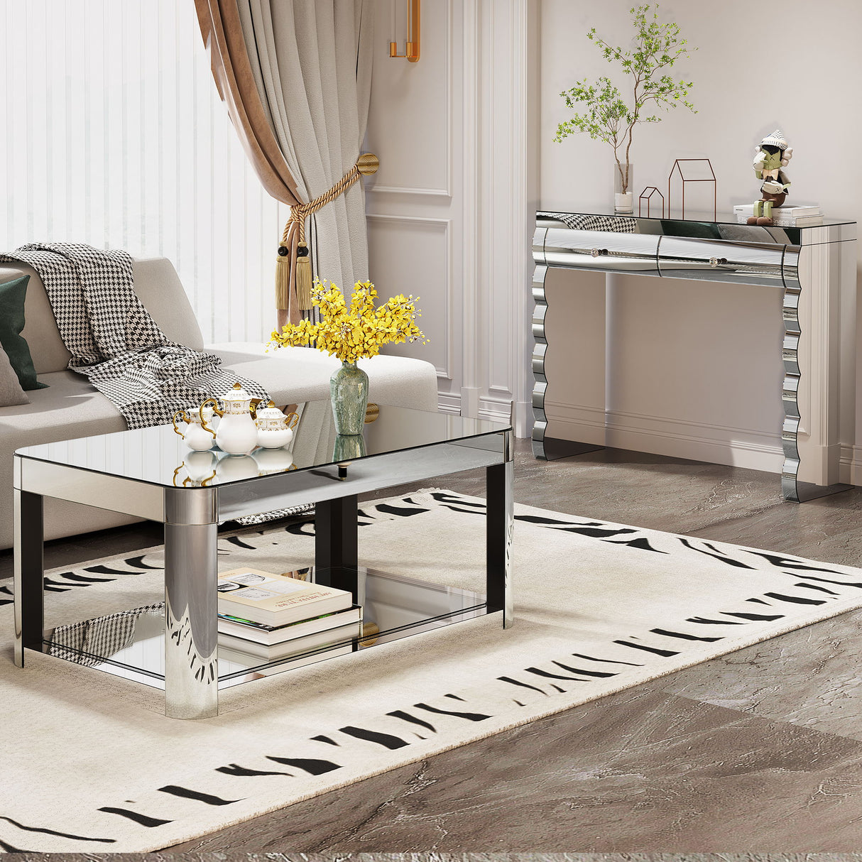Coffee Table, Rectangular - Silver