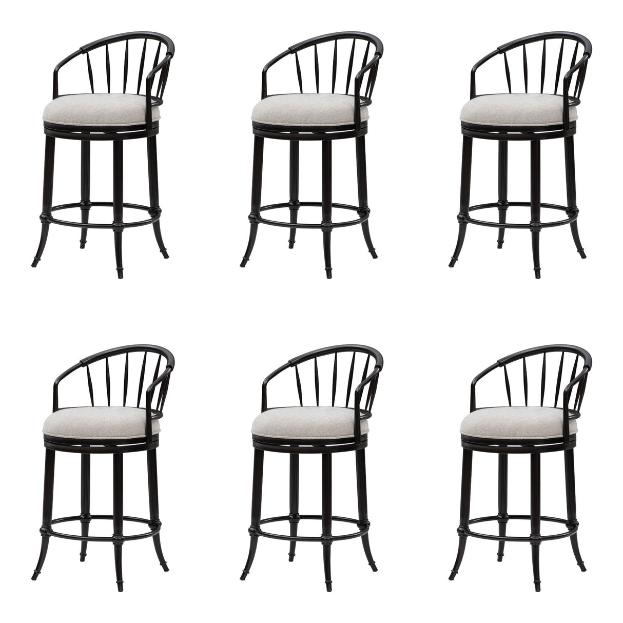 Luther - Commercial Grade Steel Frame Fabric Upholstered Swivel Counter Height Barstool