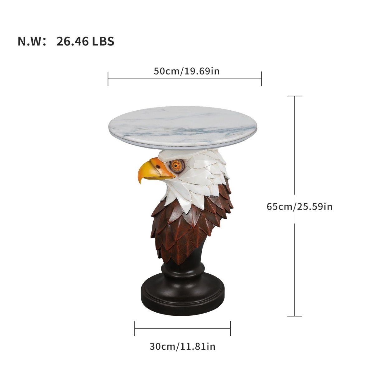 Eagle Head Accent Table, Animal Statue End Tables For Living Room - Brown / Antique White - Accent Tables available at Alpine Outlets in Denver