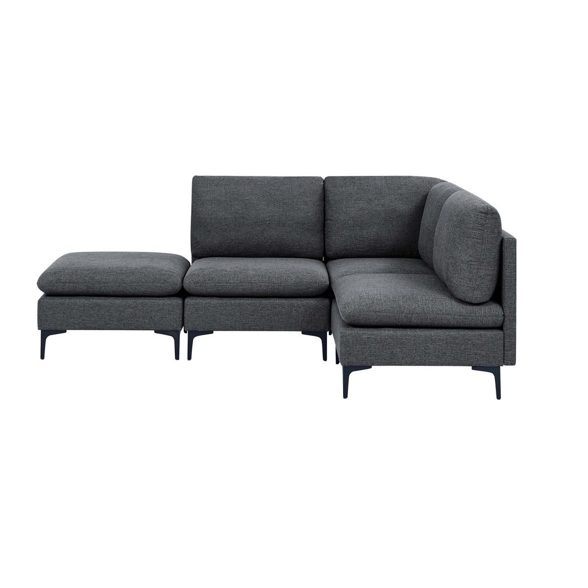 Upholstered Modular Sectional With Tall Legs, Medium Firm Seat