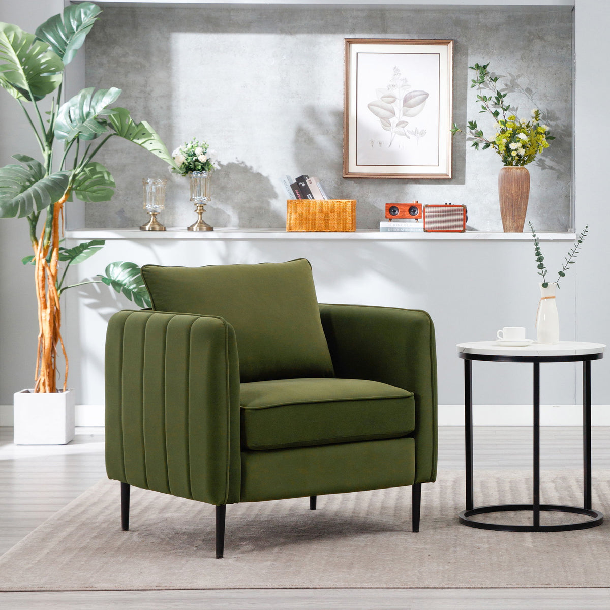 Accent Chair With Pillow For Living Room - Green