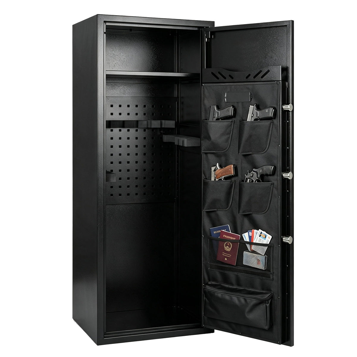 Rifle Safe, Biometric & Keypad Lock, Adjustable Gun Racks With Built In Alarm System