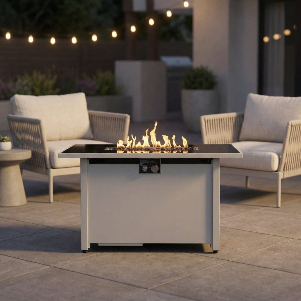 Fire Pit Table Outdoor Patio Heater 50000 BTU Stainless Steel 42x25in