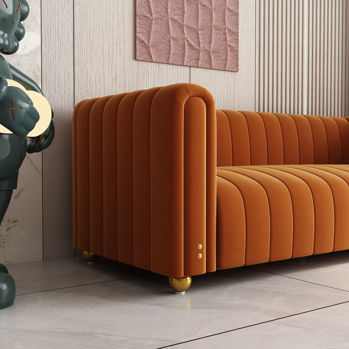 Sofa With Vertical Stripes With Accents