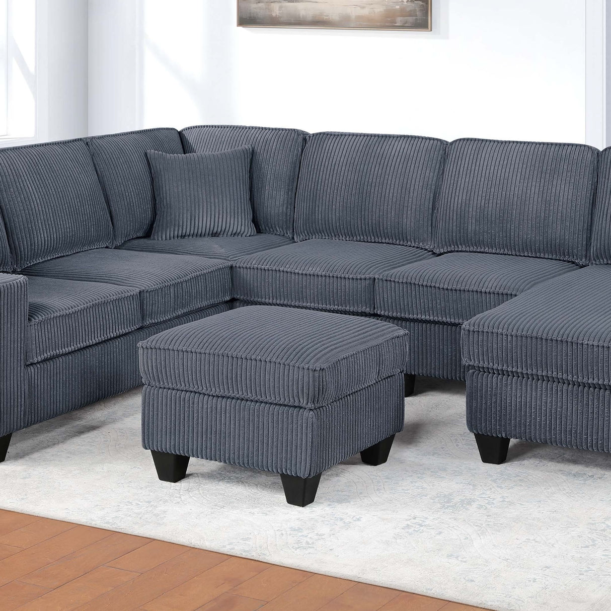 Sectional With Left Arm Facing Loveseat With USB Port With Cocktail Ottoman