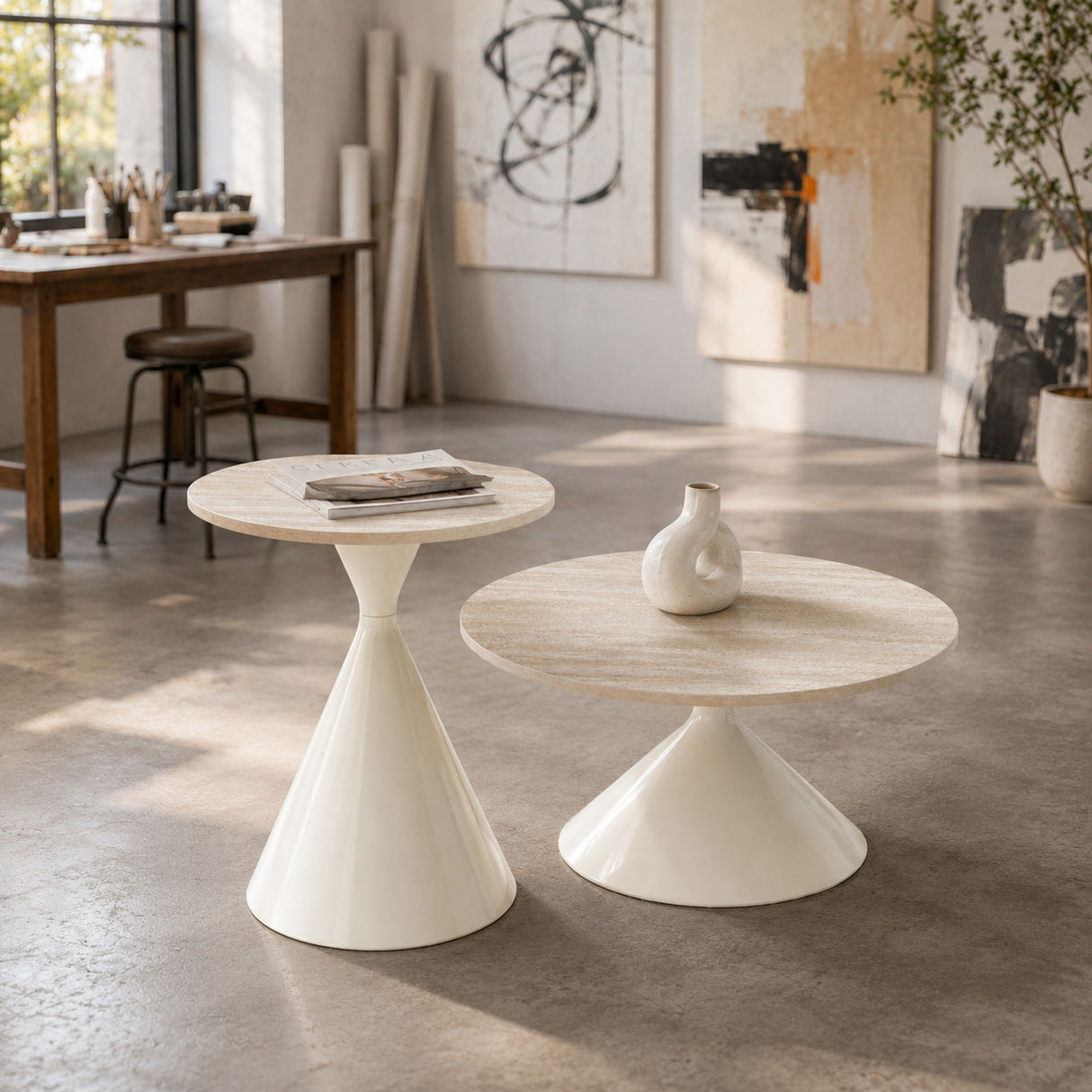2 Piece Coffee Round Table Set