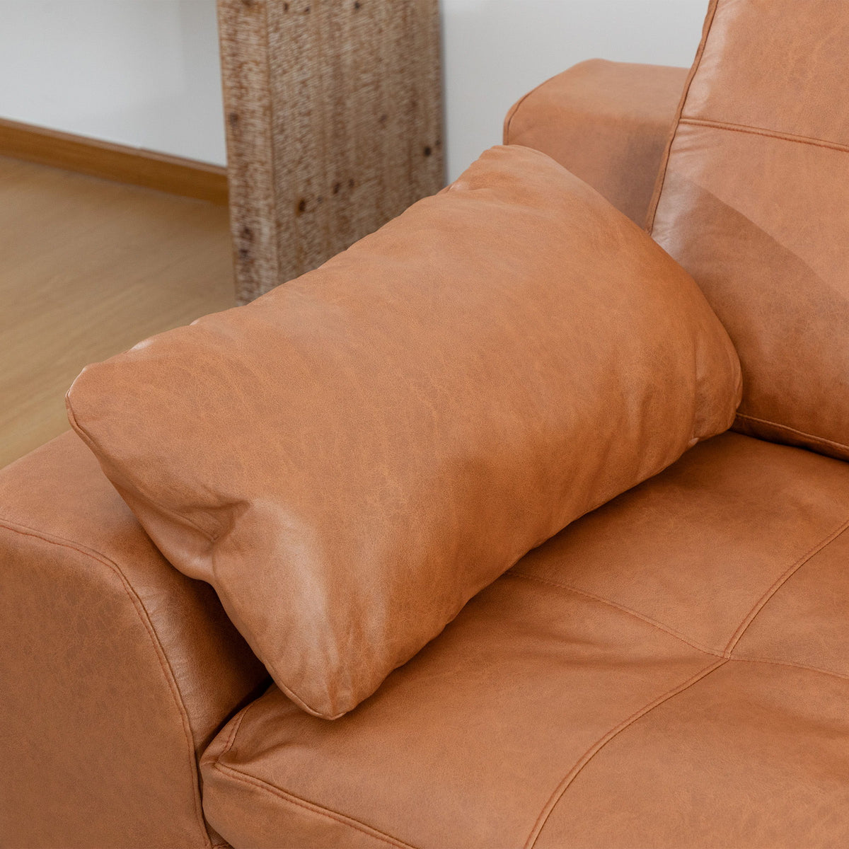 L - Shaped Modular 2 Seater Sofa With Movable Ottoman And High Density Sponge Cushions For Living Room