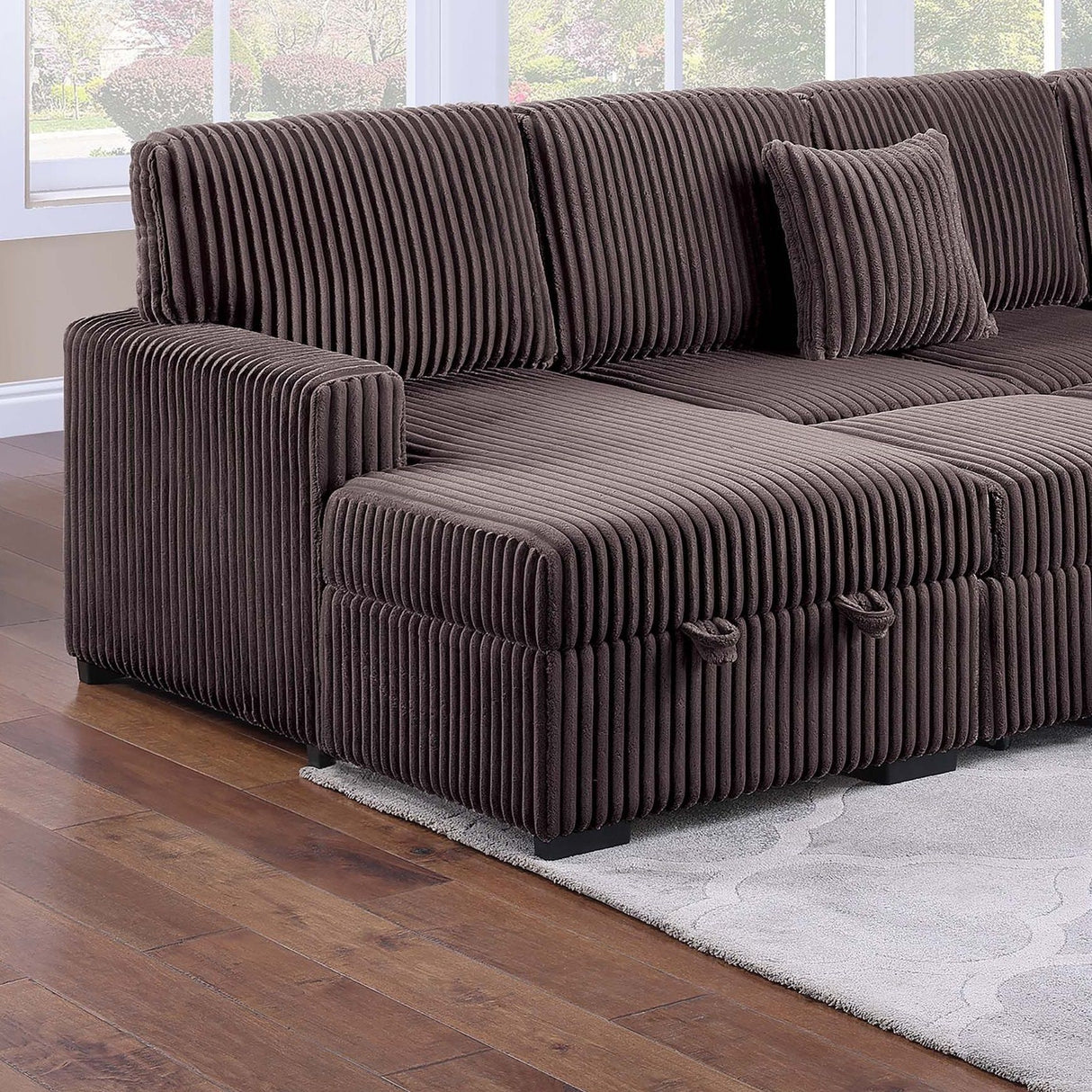 Convertible Sectional Upholstered Sleeper Sofa With Storage Chaise