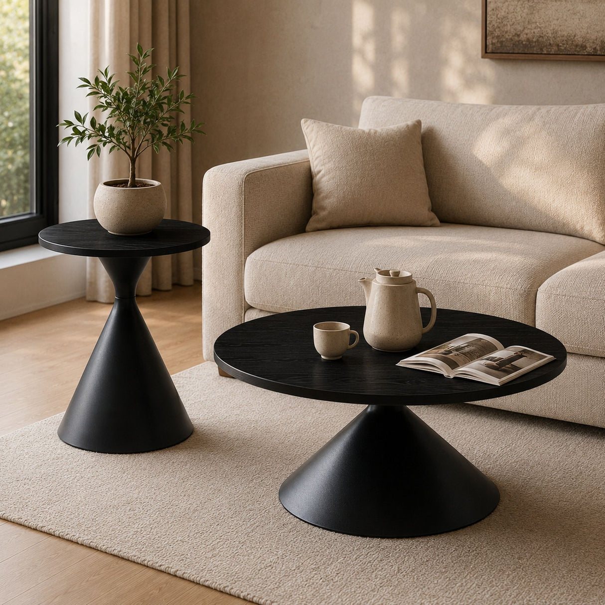 2 Piece Coffee Round Table Set