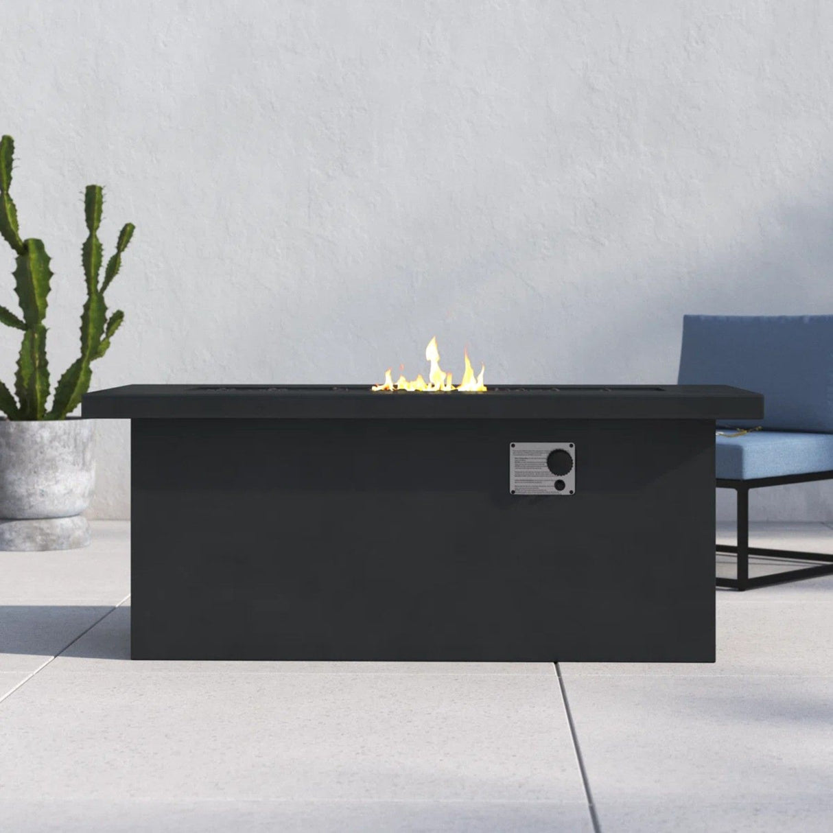 Propane Gas Fire Pit Table Outdoor Heater Reinforced Cement 42x24in