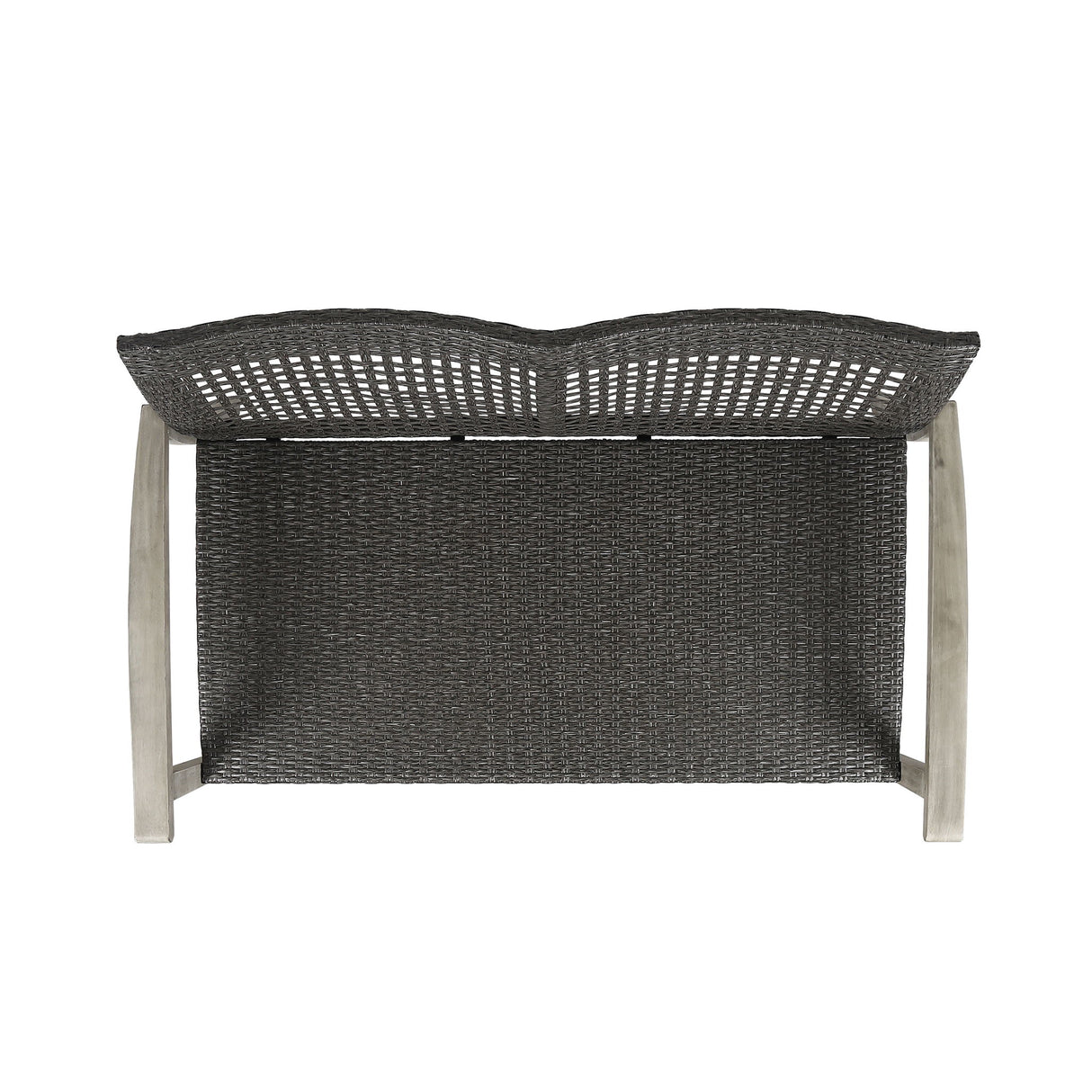 Hampton - Outdoor Wood And Wicker Loveseat - Gray