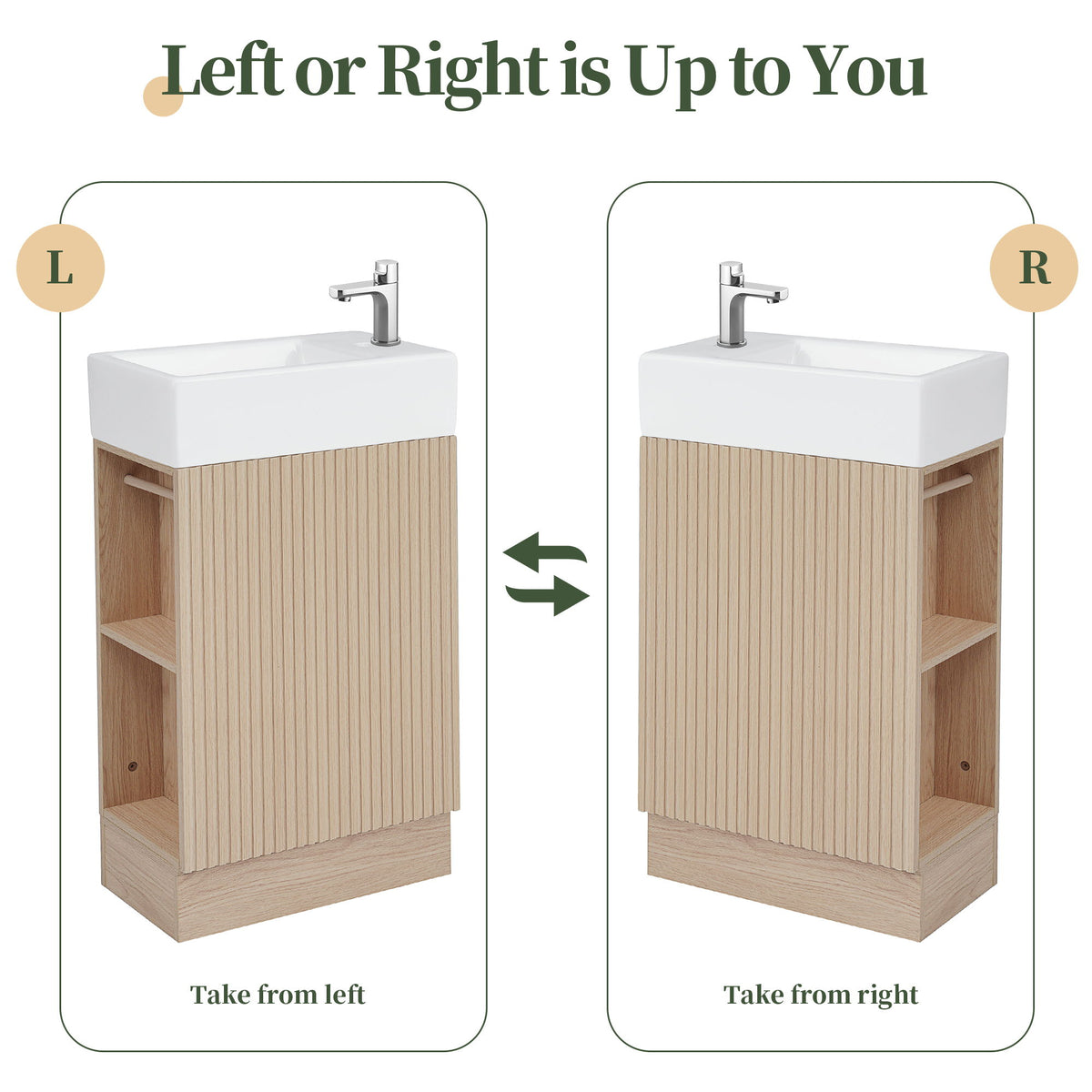 Modern Bathroom Vanity With Sink And 2 Tier Shelf