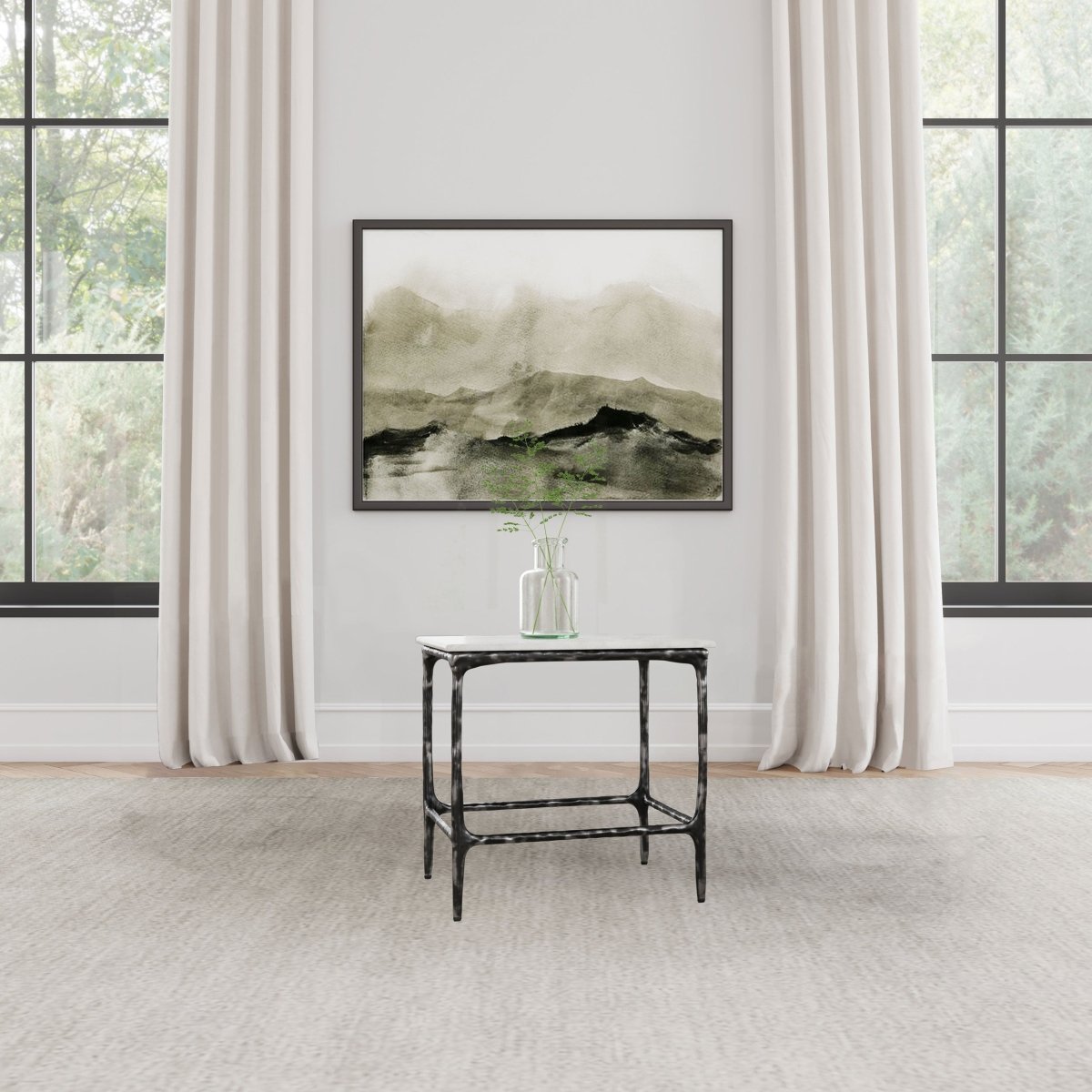 Ebby Square Genuine Marble Top End Table, Antique Black - End & Side Tables available at Alpine Outlets in Denver