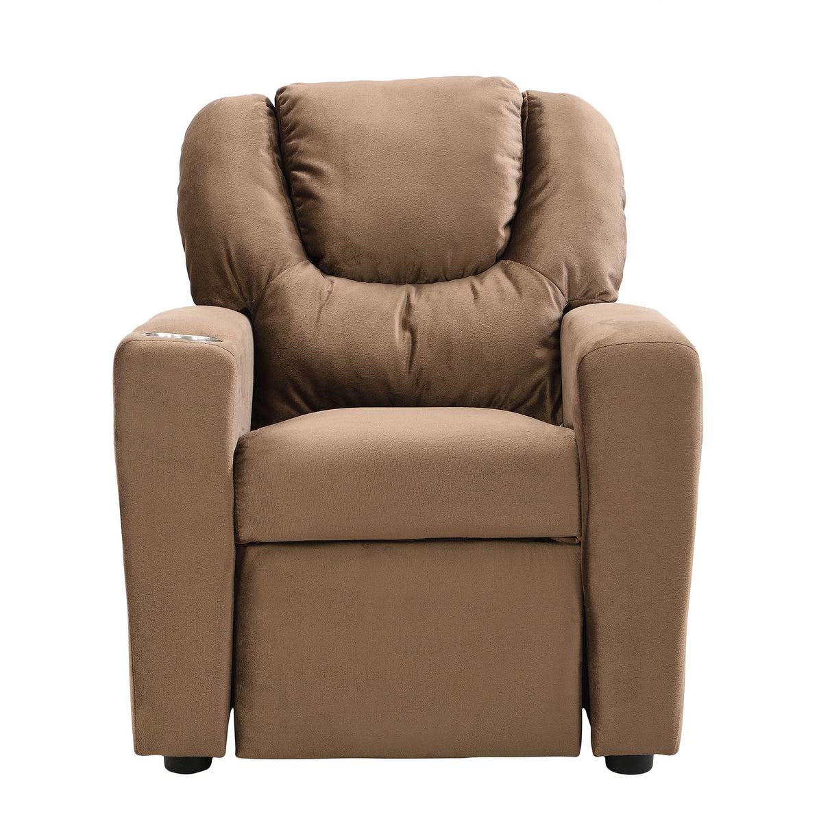 Kids Recliner Chair, Kids Upholstered Couch With Two Cup Holder, Footrest, Backrest, Toddlers Recliner With Headrest And Footrest - Black