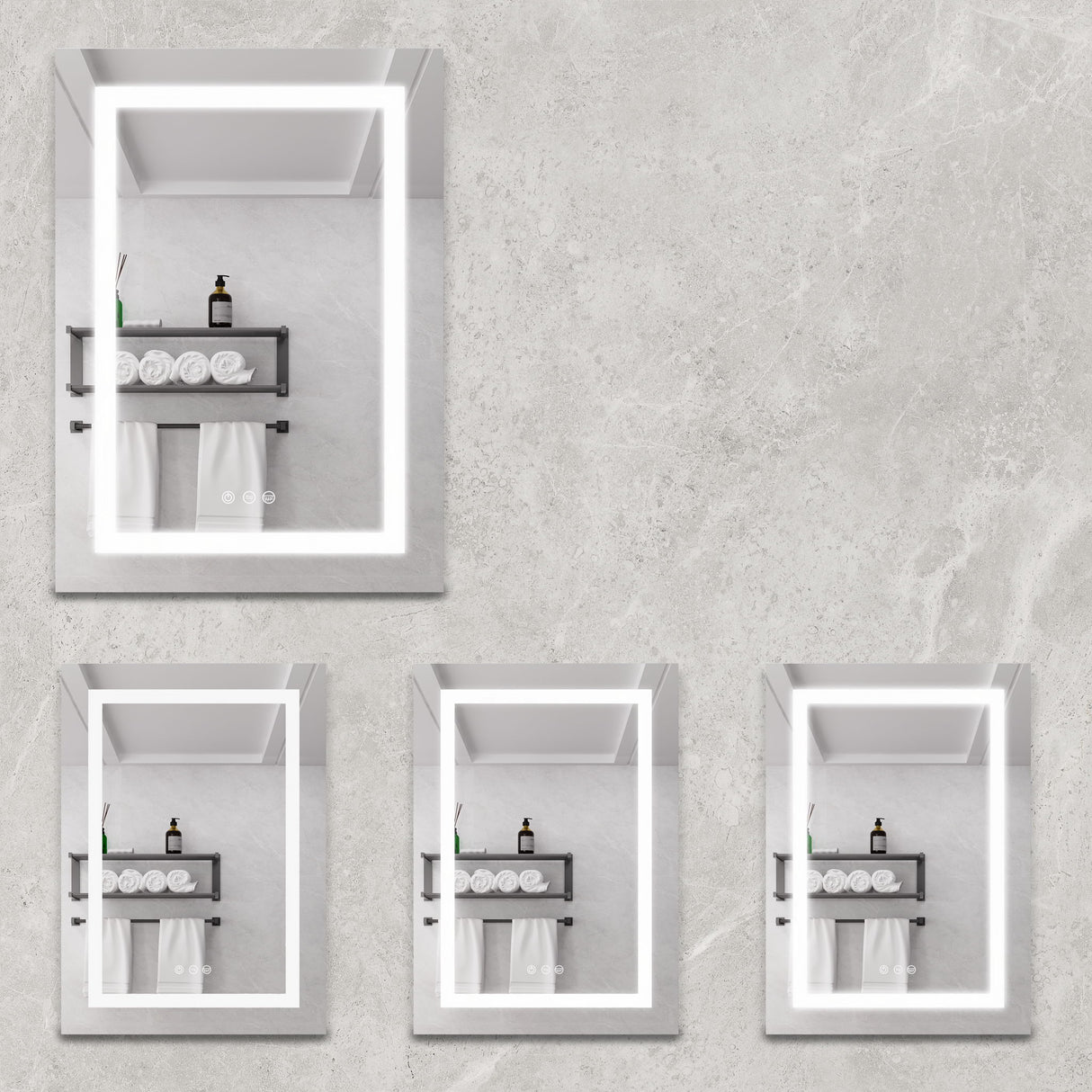 20 X 28" Bathroom Medicine Cabinet With Mirror Wall Mounted LED Bathroom Mirror Cabinet With Lights, Anti-Fog, Waterproof, Dimmable, 3000K~6000K, Single Door, Touch Swich, Storage Shelves - Silver