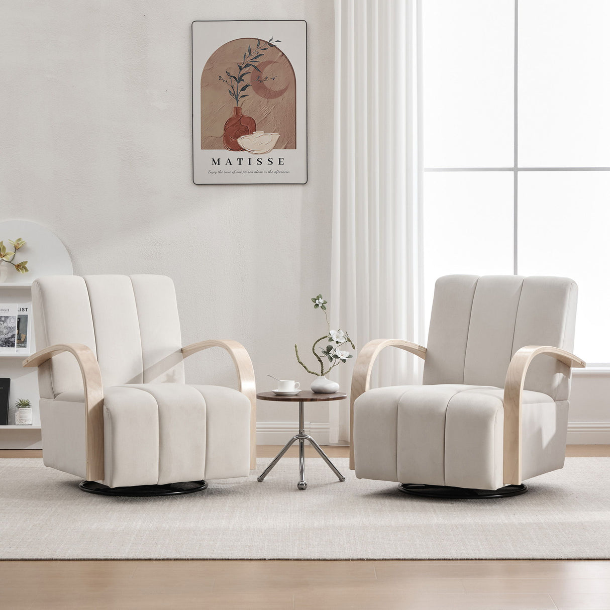 360° Swivel Accent Chair With Armrests