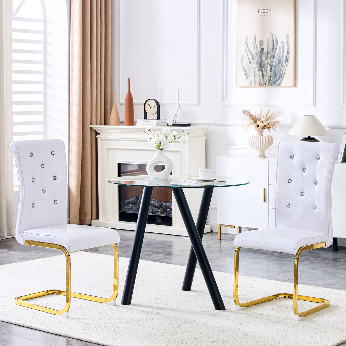 Elegant Design Alligator Skin Upholstered Dining Chairs