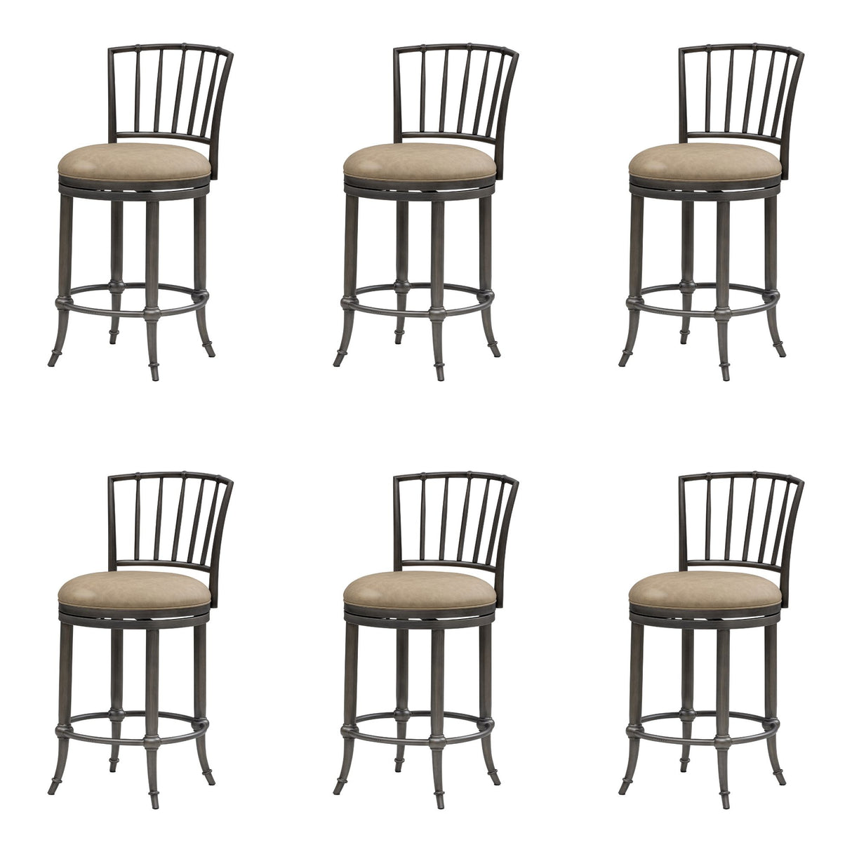 Vince - Commercial Grade Steel Frame Faux Leather Upholstered Swivel Counter Height Barstool