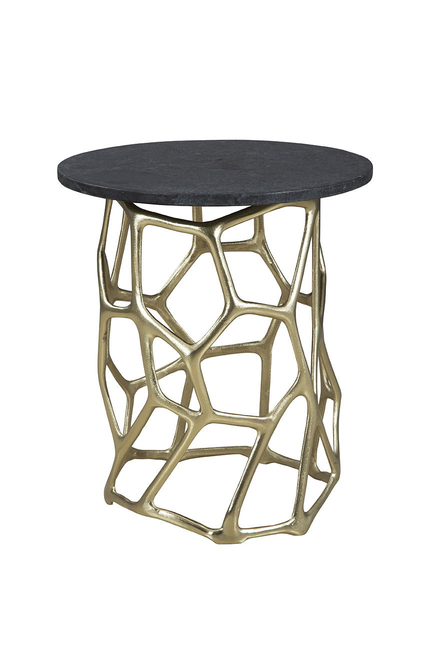 Ariel - Short End Table - Black / Gold