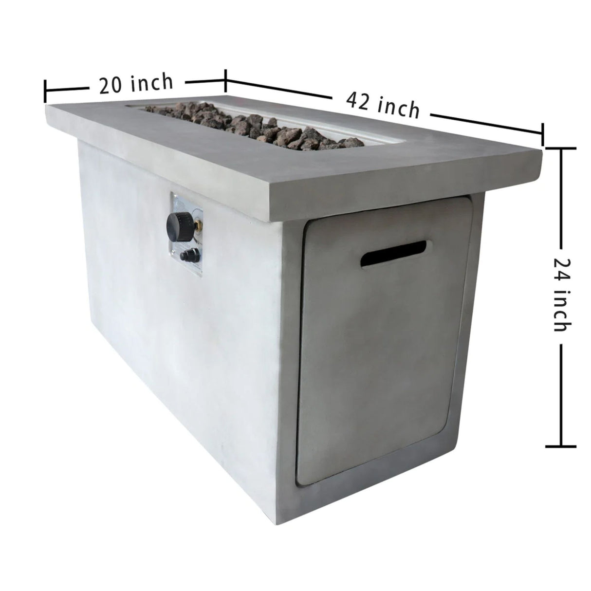 Propane Gas Fire Pit Table Outdoor Heater Reinforced Cement 42x24in