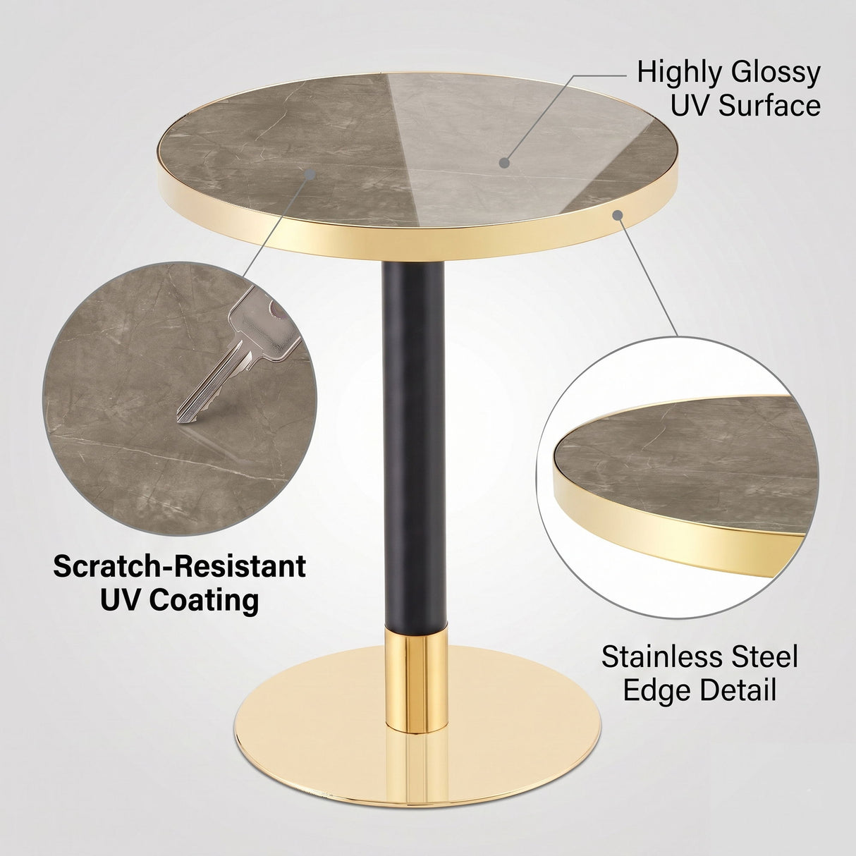 Round Table For Kitchen - Black / Gray / Gold