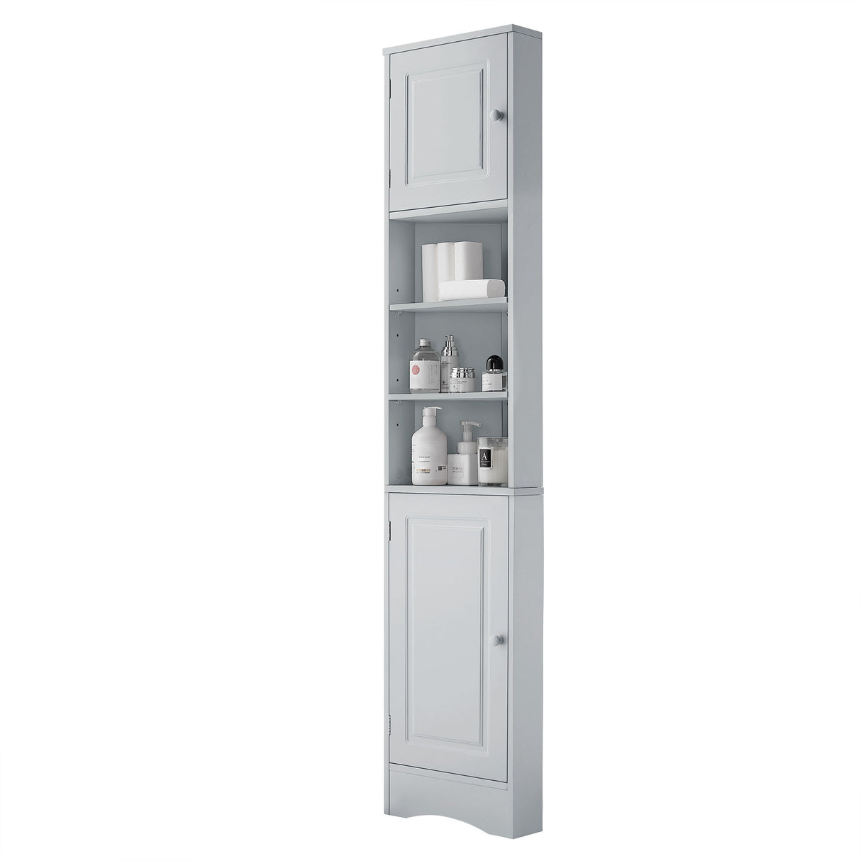 Multi Functional Corner Cabinet With Adjustable Shelves And 2 Doors