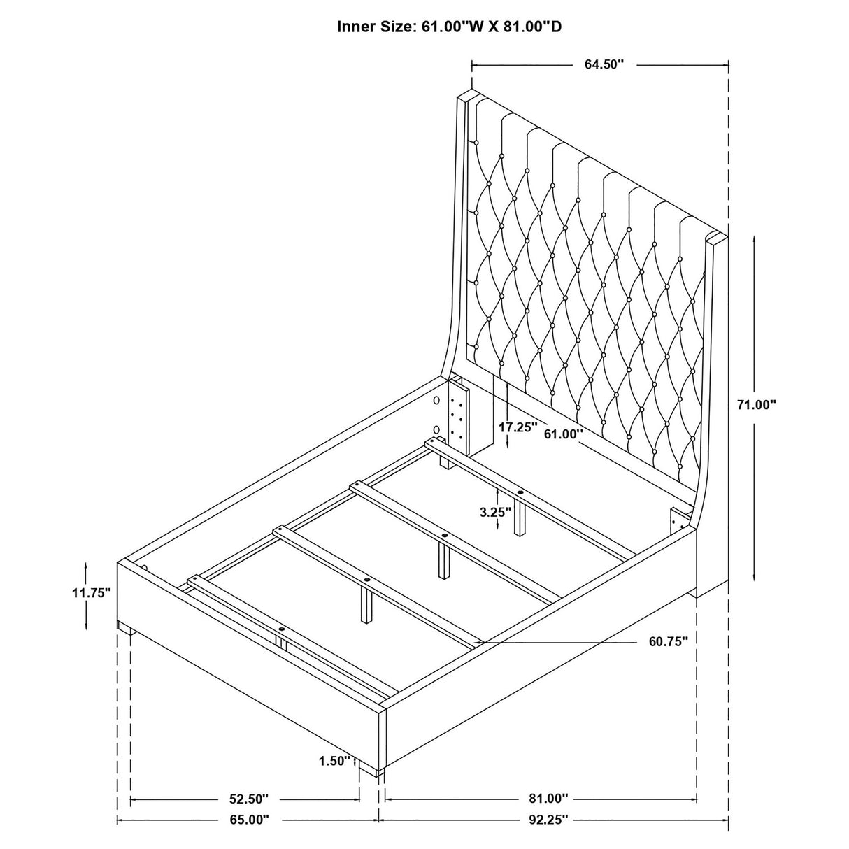 Copper - Tufted Upholstered Panel Bed