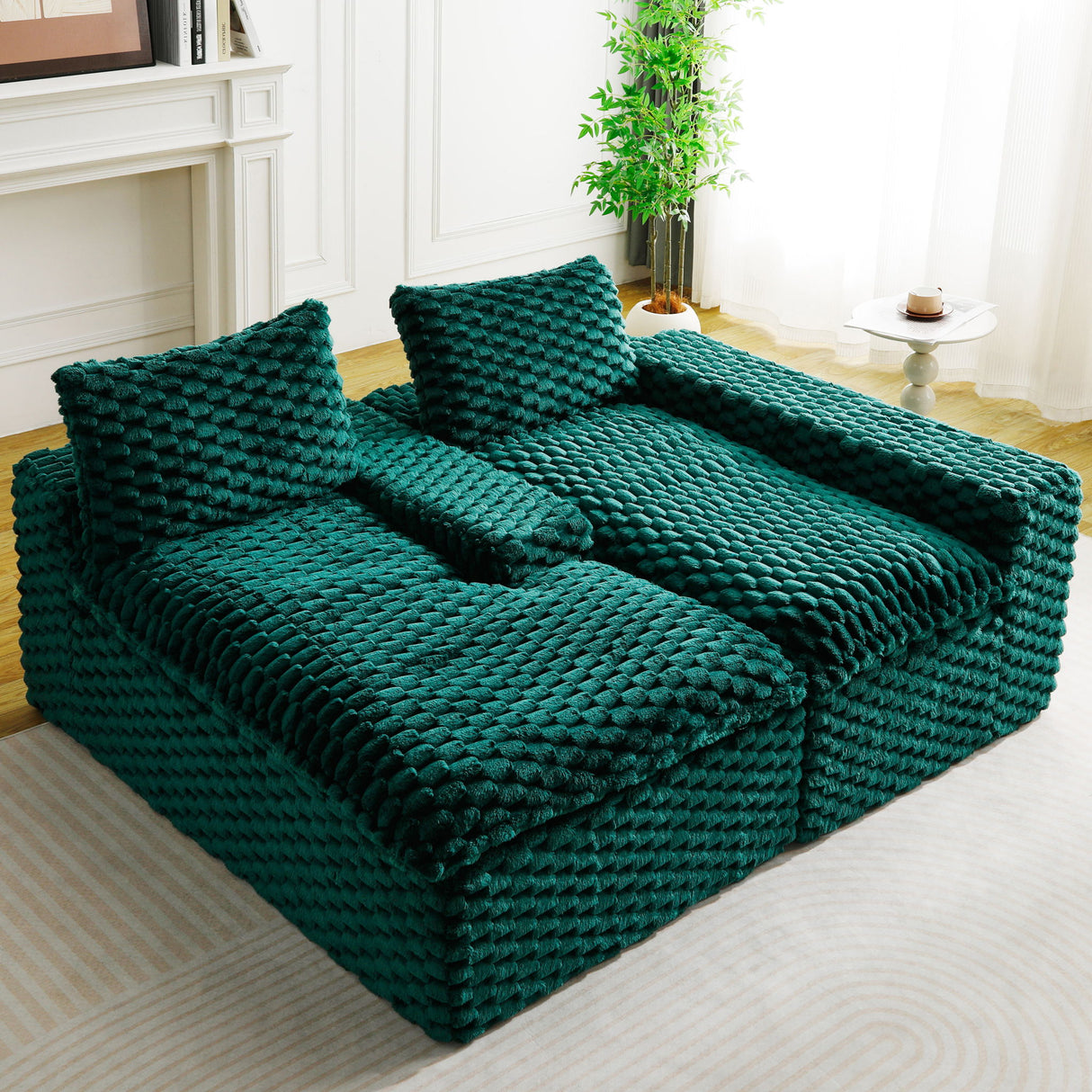 Modular Sofa, Convertible Twin Seat With Chaise Lounge