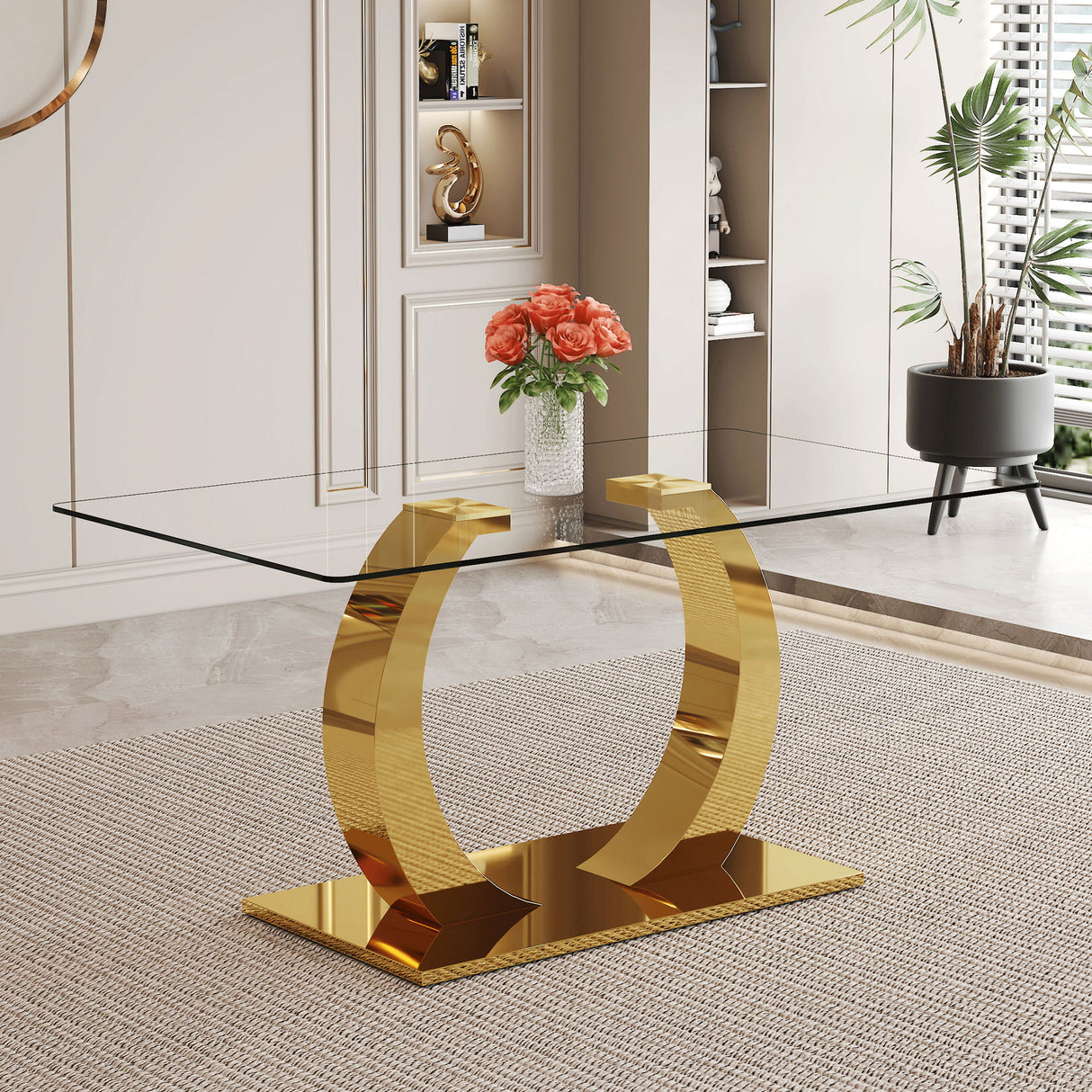 Dining Table For Living Spaces - Gold / Transparent
