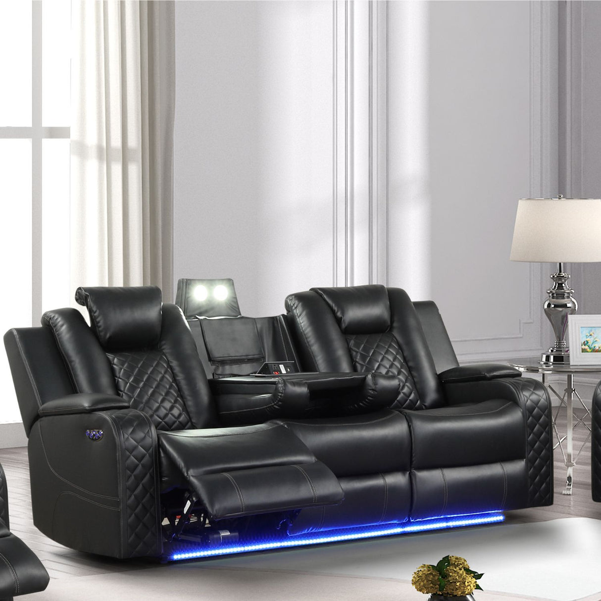 Benz - Power Recliner Set With LED Lighting And USB Charging