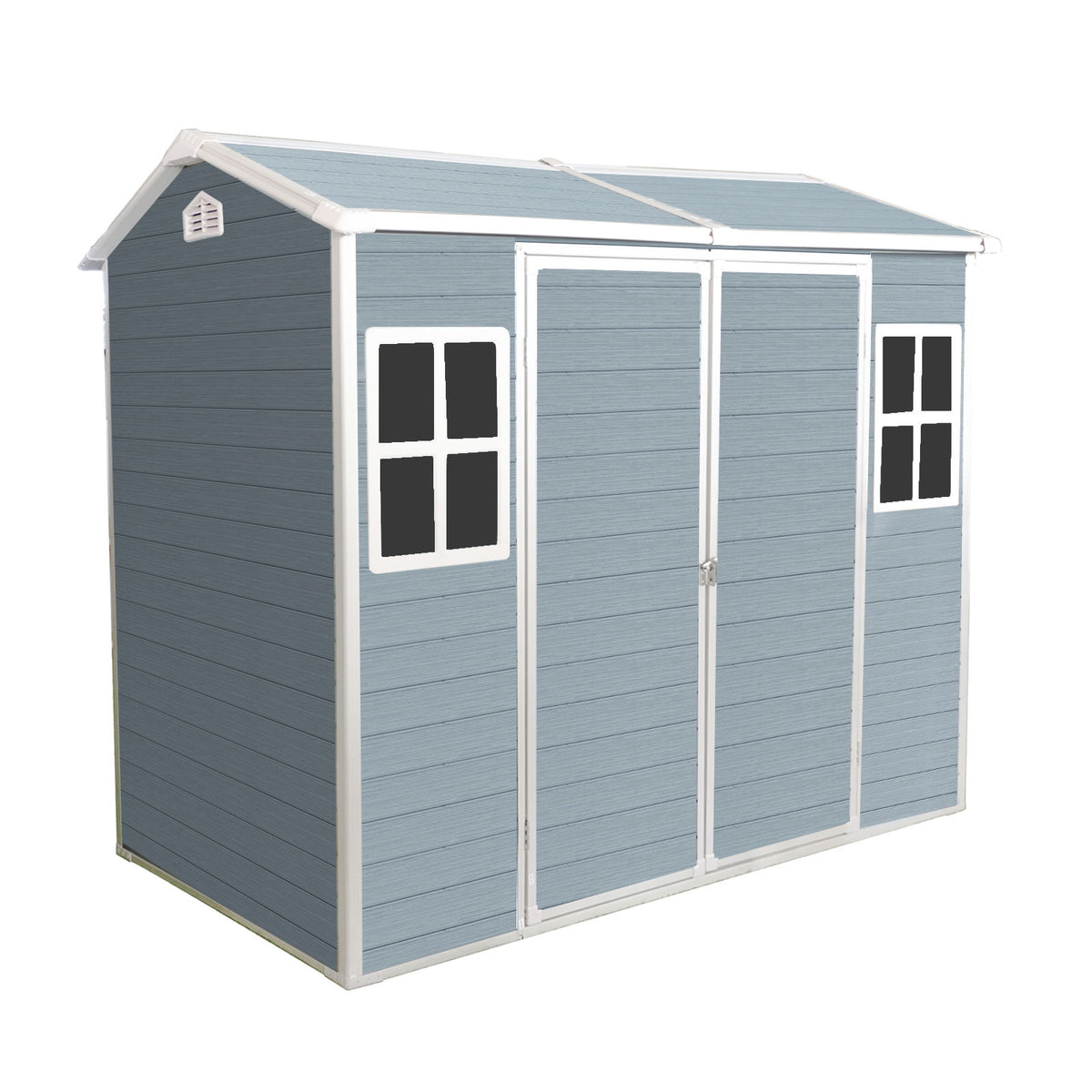 8 X 4Ft Resin Outdoor Storage Shed With Two - Window And Double - Door, Plastic Shed With Floor For Gargen, Patio, Yard, Lawn - Gray