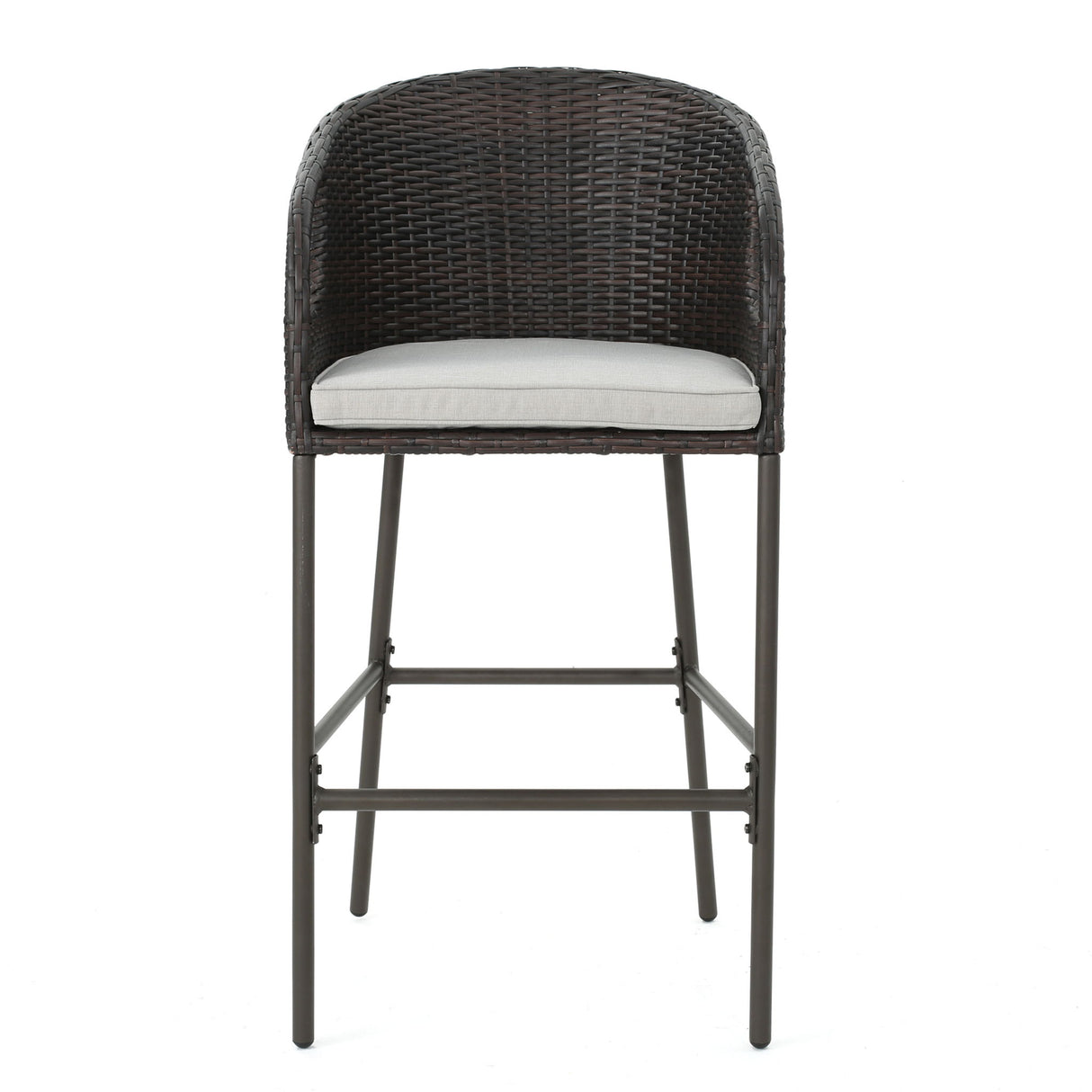 Outdoor 31" Rattan Barstools With Waterproof Cushions (Set of 2) - Multi Brown